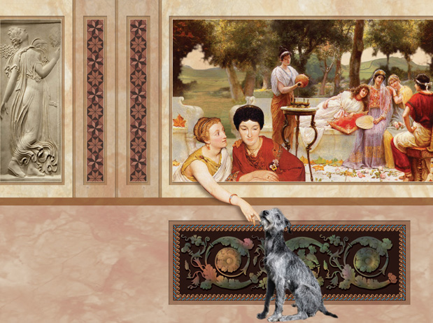 trompe-l’&oelig;il murals, tiling effects and friezes produced for the three museum restrooms