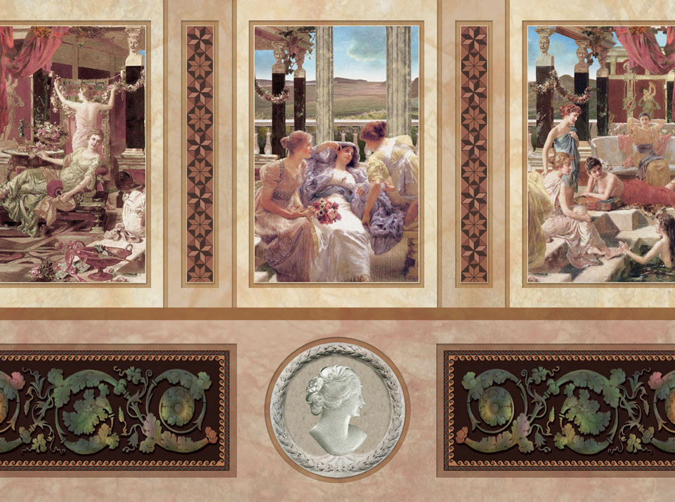 trompe-l’&oelig;il murals, tiling effects and friezes produced for the three museum restrooms